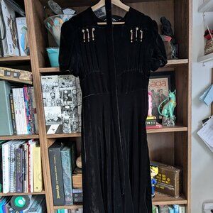 black velvet 1930s dress